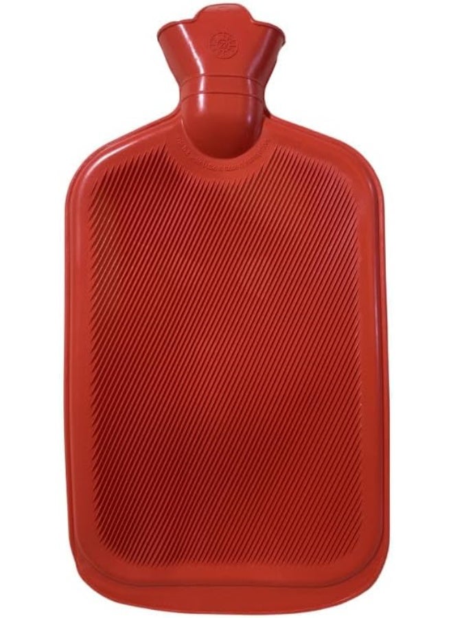 قربة مياه ساخنة كلاسيكية من المطاط الطبيعي - حقيبة علاج حراري لتخفيف الآلام والتقلصات - كمادة مياه متينة مانعة للتسريب (ألوان متنوعة عشوائية) - Image 1